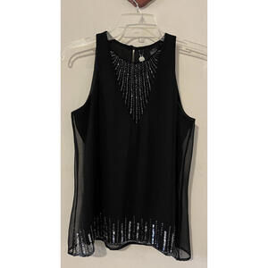 BKE Boutique Womens Small Black Layered Beaded Sleeveless Blouse! A5442